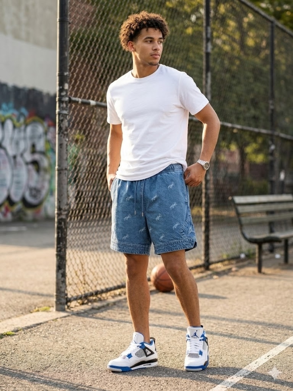 Men's Blue Denim Drawstring Shorts Jordan